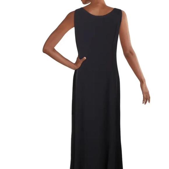 EILEEN FISHER BLACK LONG MIDI MAXI JERSEY TANK DRESS M - Picture 3 of 9